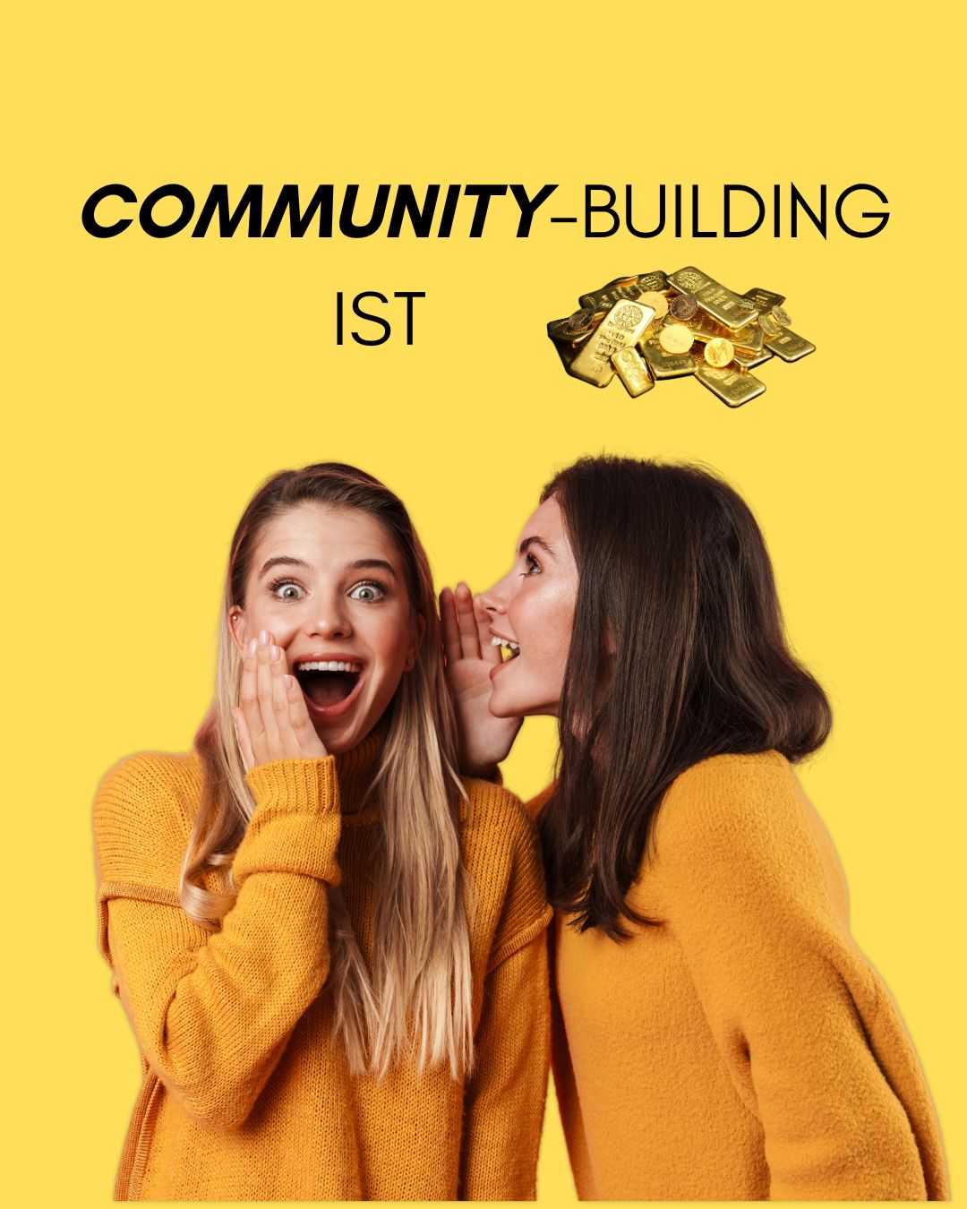 Business Frauen flüstern sich eine Empfehlung zu.